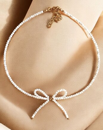 KOKARDKA - choker : biała muszla, kaktusia