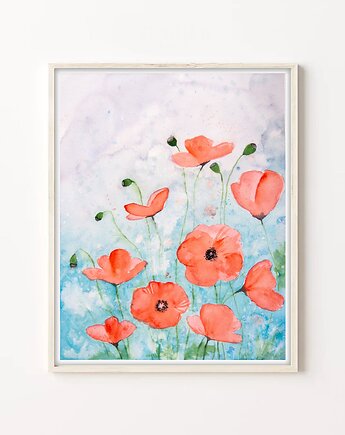 Oryginalna akwarela. Maki 28x36cm, Malgorzata Domanska