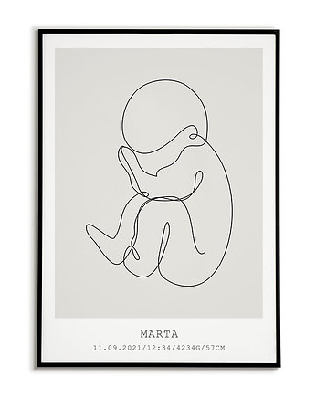 Plakat METRYCZKA kontur DZIECKO linie M72, Bajkowe Obrazki