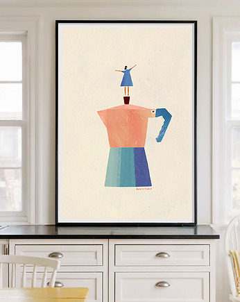 Kawa na dzień dobry - plakat z kawiarką, minimalmill