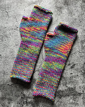 Mitenki z wełną owczą neonowy mix, Made by Jaga