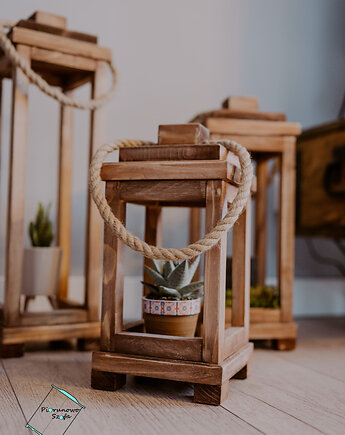 Lampiony drewniane zestaw- przecierany brąz, PiorunowoSzafa