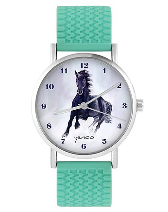 Zegarek - Czarny koń - silikonowy, turkus, yenoo