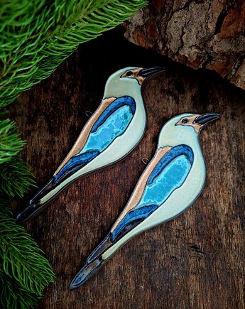 Ceramiczny ptak 2 sztuki zawieszka, Wooden Love