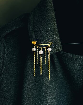 Broszka na agrafce Golden Pearls No.2  Agrafka Studio, Agrafka studio