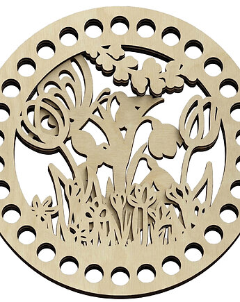 Drewniana Podstaw Baza Spód ze Sklejki 15cm Ażur do Szydełkowania Makramy, smxdsgn