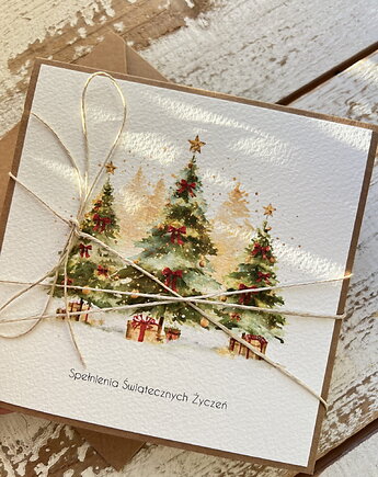 Kartka świąteczna ręcznie robiona na Boże Narodzenie choinka 1, sorte