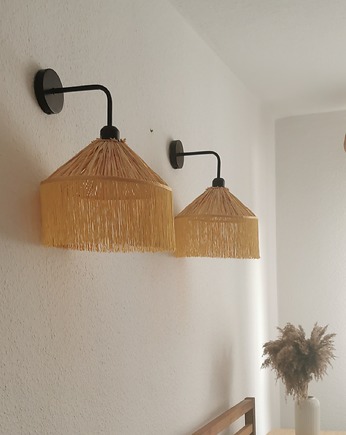 2 kinkiety raffia, frędzle 30 cm, Boholine