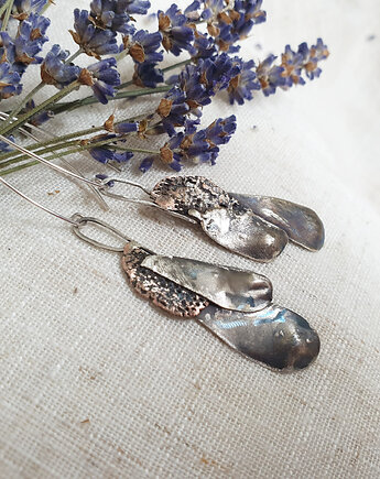 Kolczyki artystyczne srebrne oksydowane, Leaflay