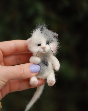 Kot Miniaturka- biało szary, BoboLobo Handicraft