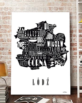 Mapa - ŁÓDŹ plakat czarno biały, Be ART