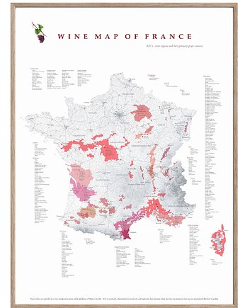 Wina Francja (regiony winiarskie) / plakat mapa, OKAZJE - Prezent na 50 urodziny
