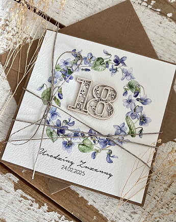 Ręcznie robiona kartka na 18 urodziny, osiemnastka - pomysł na prezent życzen, sorte