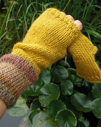 jesień w żółcieniach/ mitenki, agat handmade