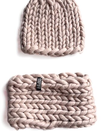 Zestaw Komin i czapka 100% merino, PANAPUFA
