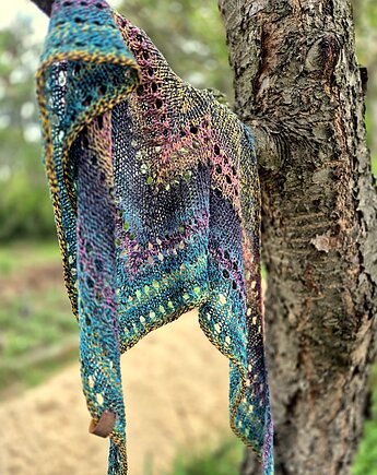 Rajskie ptaki / chustka z bawełny, agat handmade