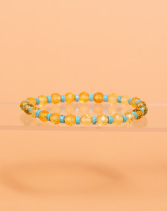 Bransoletka z fasetowanym bursztynem bałtyckim, Amber by Baco