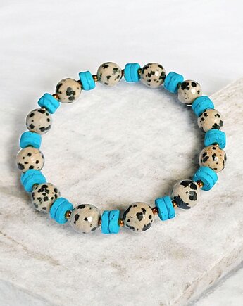 JASPER collection : bransoletka na gumce : jaspis & lawa turkusowa