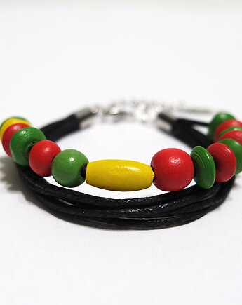 Bransoletka - Rasta, sznurki, koraliki drewniane, yenoo