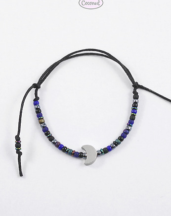 NIGHT MOON - srebro, bransoletka na sznurku, COCONUT