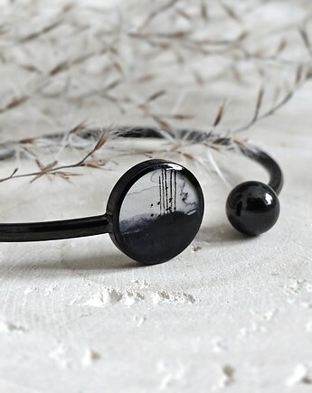 Bransoletka czarna z akwarelą, Slow Jewelry