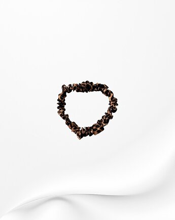 Jedwabna scrunchie gumka frotka wąska micro panterka, Zdunetti