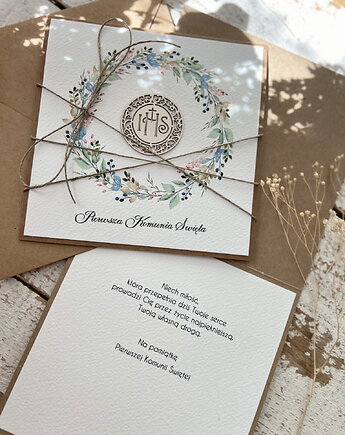 Kartka na komunię - pamiątka komunii ręcznie robiona Prezent, sorte