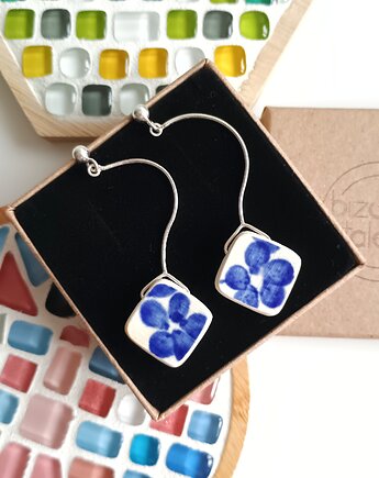 Kolczyki ceramiczne wężyki Włocławek dwustronne, biżuteria z talerzy