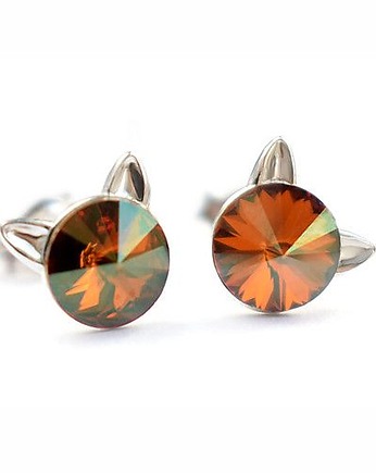 Kolczyki - kryształy Swarovski - kotki Copper, Marisella