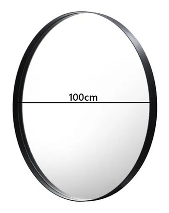 Lustro okrągłe Ruota czarna metalowa rama 100 cm, OKAZJE - Prezent na 60 urodziny