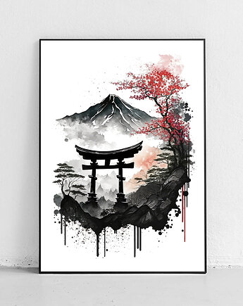 Plakat Góra Fuji z czerwoną wiśnią i Torii, Harvest Maison
