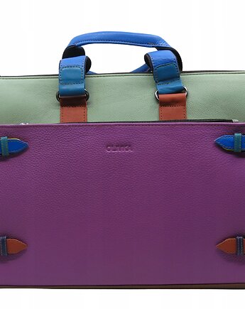 Skórzana aktówka damska pojemna miejsce na laptop, kieszenie eko OLIVKA, Olivka Warsaw