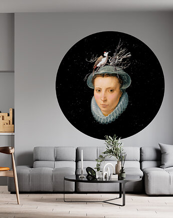 Mural DOTS Kobieta z gniazdem- okrągła dekoracja ścienna, Ravenart