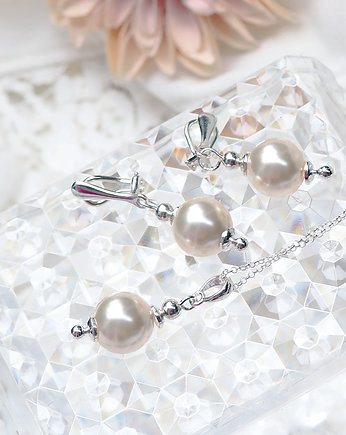 ROMANTIC PEARLS - KOMPLET BIŻUTERII ŚLUBNEJ srebro i perły, silvella