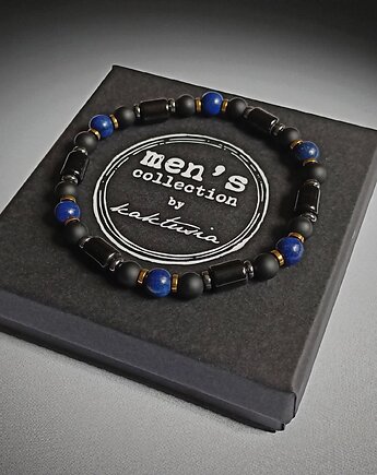 SIŁA, OPTYMIZM : efektowna bransoletka : LAPIS LAZULI, ONYKS, kaktusia