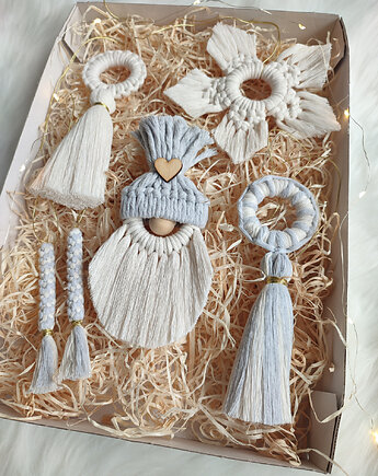 Makramowe ozdoby świąteczne, plecione_