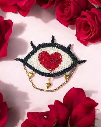 Wyjątkowa broszka OKO  handmade rękodzieło unikat, Kaikki