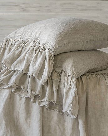 Lniana poszewka z falbaną / naturalny 100% len, Linen State