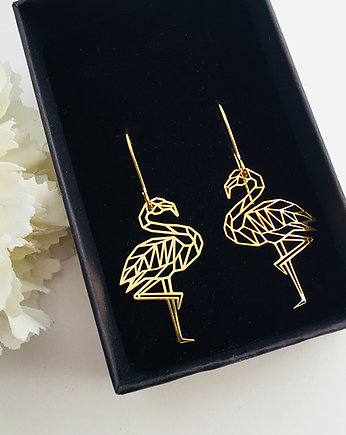 Kolczyki złote flamingi, kolczyki z flamingami, Anemon Atelier
