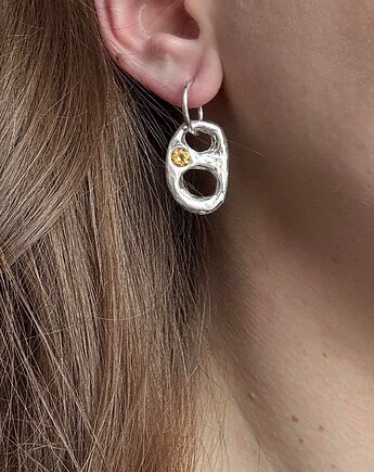 Kolczyk srebrny - Zawleczka z cytrynem, pills.jewelry