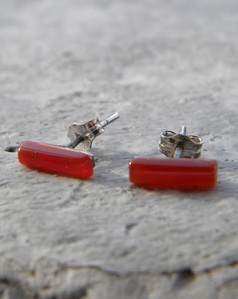 Zarezerwowane Srebrne kolczyki pomarańczowe paseczki -  karneol - sztyfty, Beata Trotter