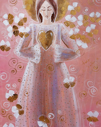 Anioł z serduszkiem 3 Różowy. Giclee, 4mara Marina Czajkowska