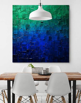 Obraz artystyczny  120x120cm turkusowe szaleństwo, art and texture