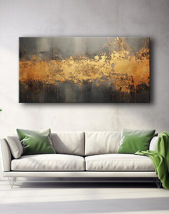 Złoto-czarna abstrakcja - Obraz na płótnie - Druk, Blejtrama, Loft #1, Black Sapphire Art