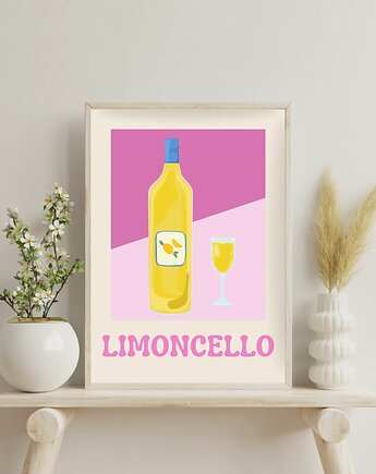 Plakat z drinkiem, włoskie Limoncello (pink) letni plakat, GG STORE