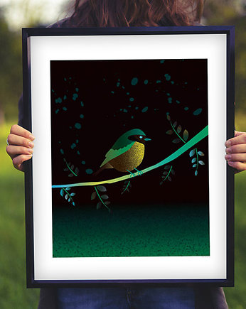 Autorski plakat dekoracyjny, ptaszek, Dekorando