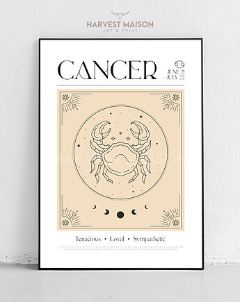 Plakat Znak Zodiaku Mystical Art Rak Prezent Dla Niej, Harvest Maison