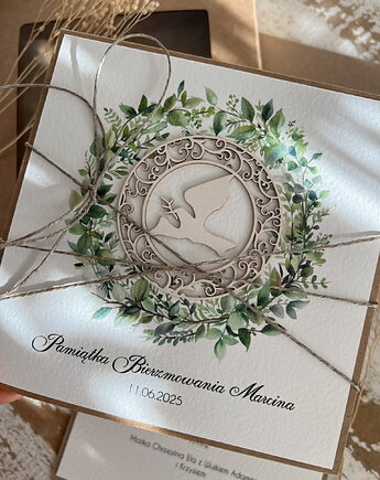 Ręcznie robiona kartka na bierzmowanie z personalizacją, sorte