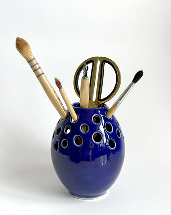 Pojemnik na pędzle, ceramiczny ręcznie wykonany, ikebana