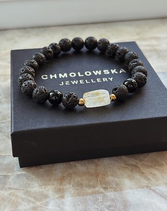 Bransoletka męska  Cytryn i Lawa wulkaniczna, Chmolowska Jewellery